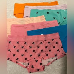 Brand new Victoria Secret panties. Variety of 6 hipsters and 1 shortie boy short